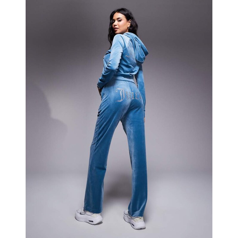 Juicy Couture diamante logo velour joggers co-ord in blue 107983197