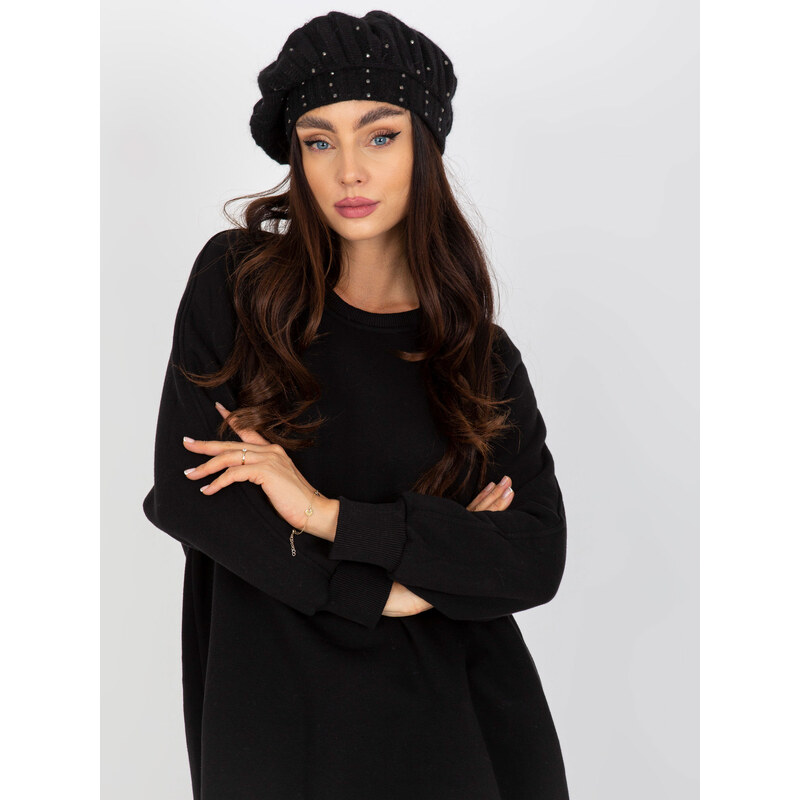 BASIC Černý baret s kamínky AT-CZ-DM-39055-3-black