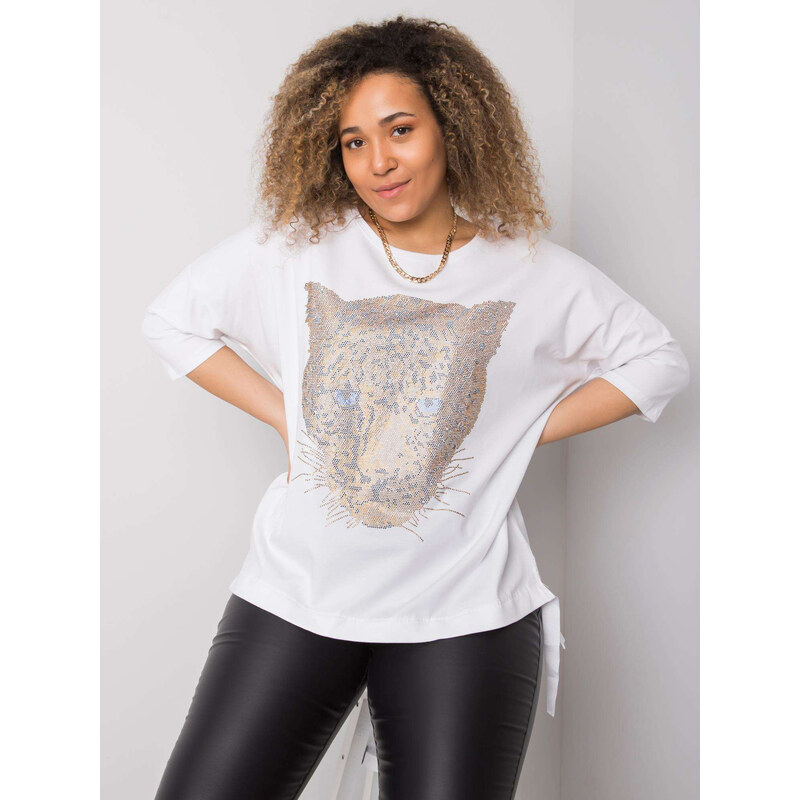 RELEVANCE Bílé dámské tričko s kamínky RV-BZ-6375.09P-white