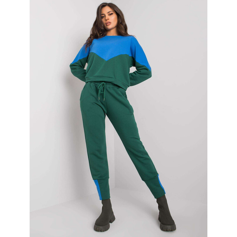 RUE PARIS Zeleno-modrá teplákovka v retro stylu -green-blue Tmavě 84023870