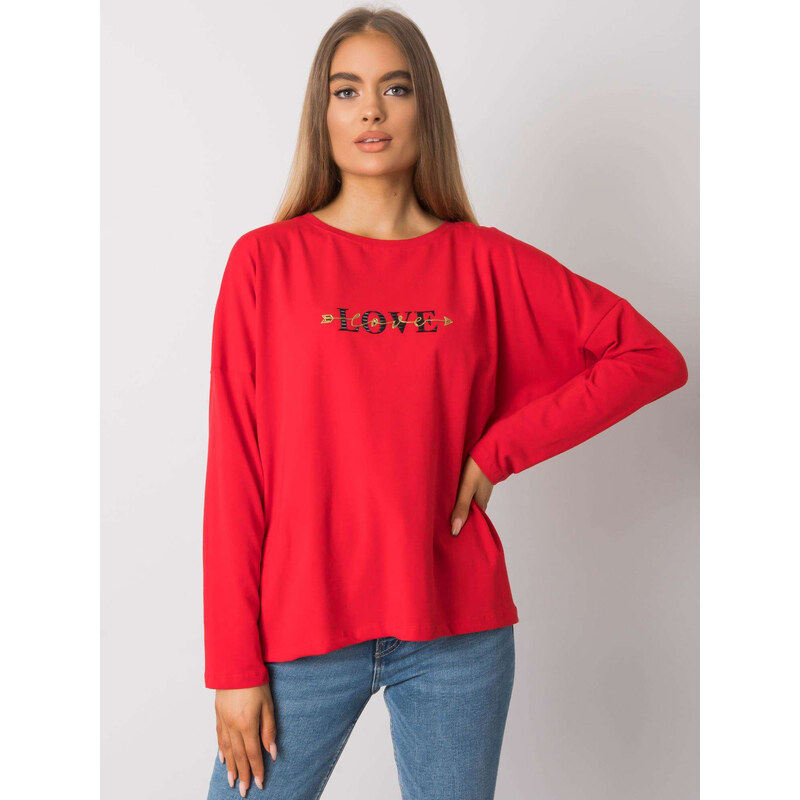 RUE PARIS Červené dámské tričko s nápisem LOVE -red Červená 64350441