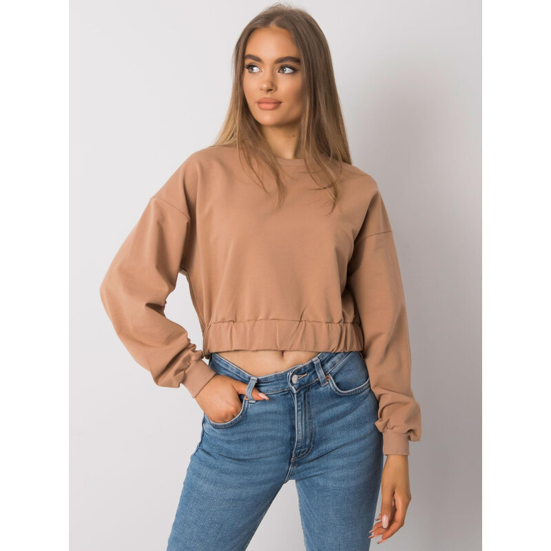BASIC FEEL GOOD Světle hnědá dámská crop mikina -camel 64350451