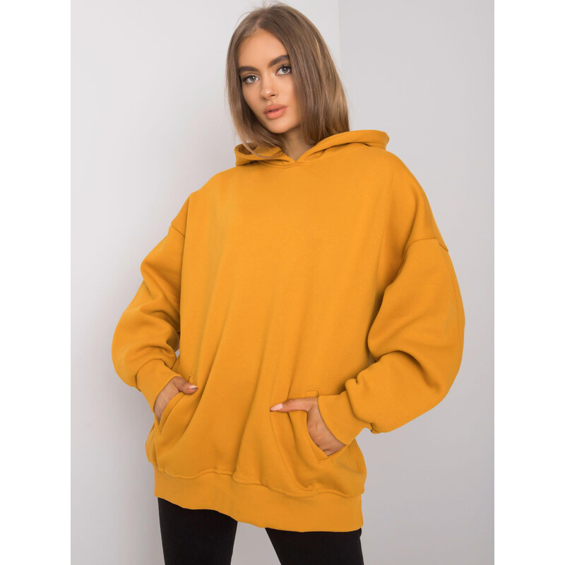BASIC FEEL GOOD Hořčicová oversize mikina bez potisku -mustard 64434369