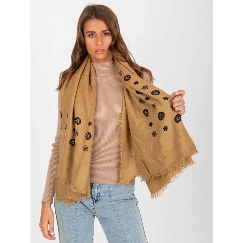 BASIC Béžová dámská šála s potiskem --beige 85878699