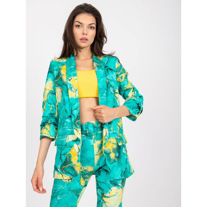 ITALY MODA Zeleno-žluté vzorované sako -green Tyrkysová 71904621