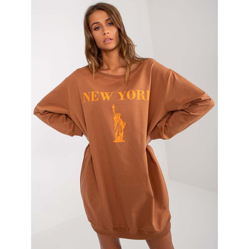 VITON Světle hnědé mikinové šaty New York --light brown Hnědá 85877980