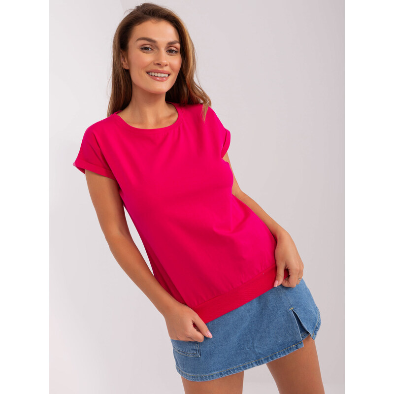 RELEVANCE Tmavě růžové triko se srdíčkem na zádech -dark pink Tmavě 85885819