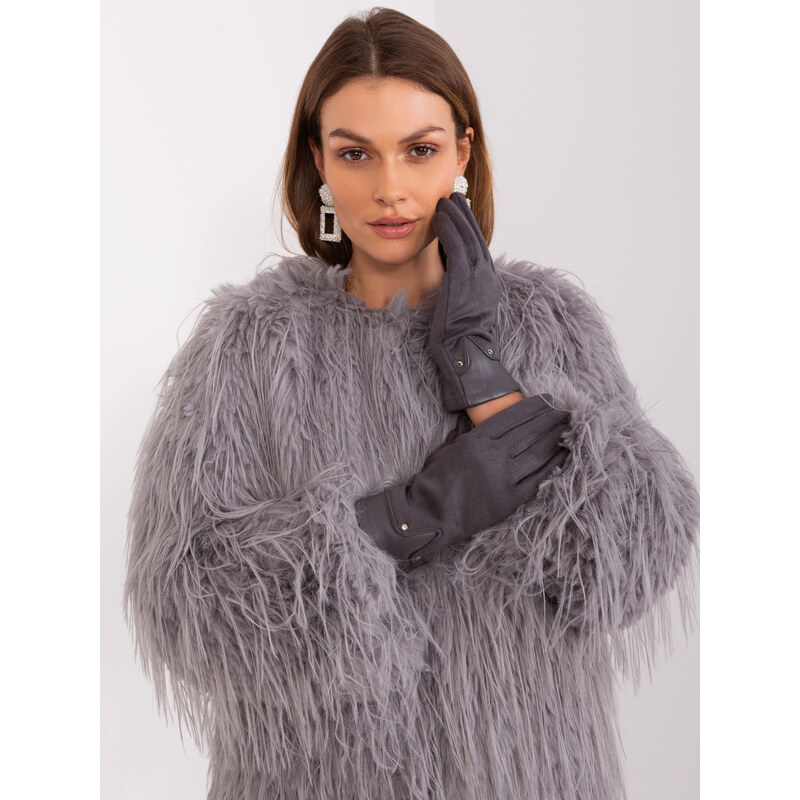 ITALY MODA Tmavě šedé semišové rukavice --dark grey Šedá 88286951