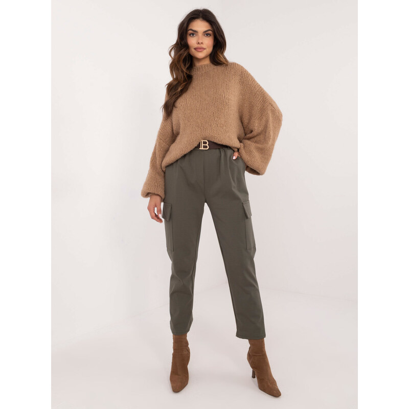 BASIC Khaki dámské cargo kalhoty -khaki