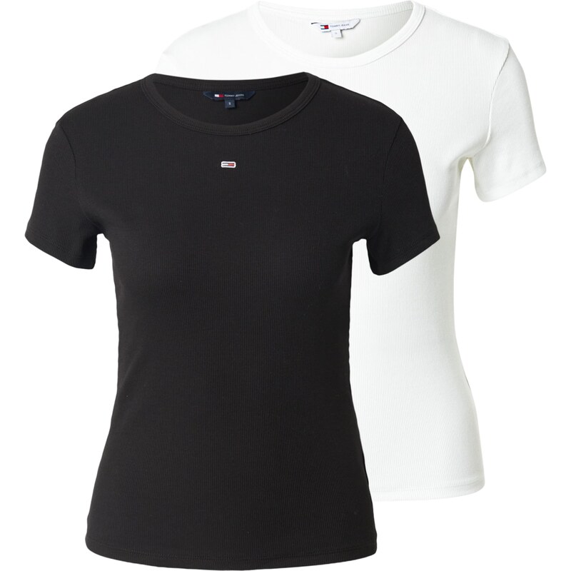 Tommy Jeans Tričko ESSENTIAL černá / bílá