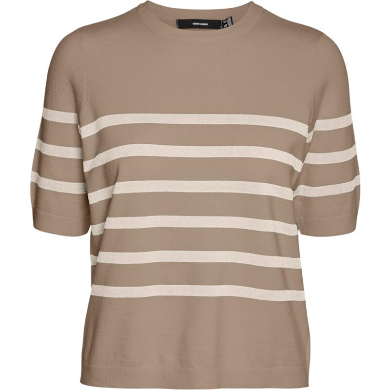 VERO MODA Svetr VMSaba velbloudí / bílá