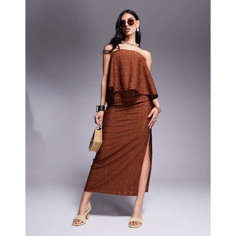 ASOS DESIGN co-ord crochet midaxi skirt with side split detail in 105325243