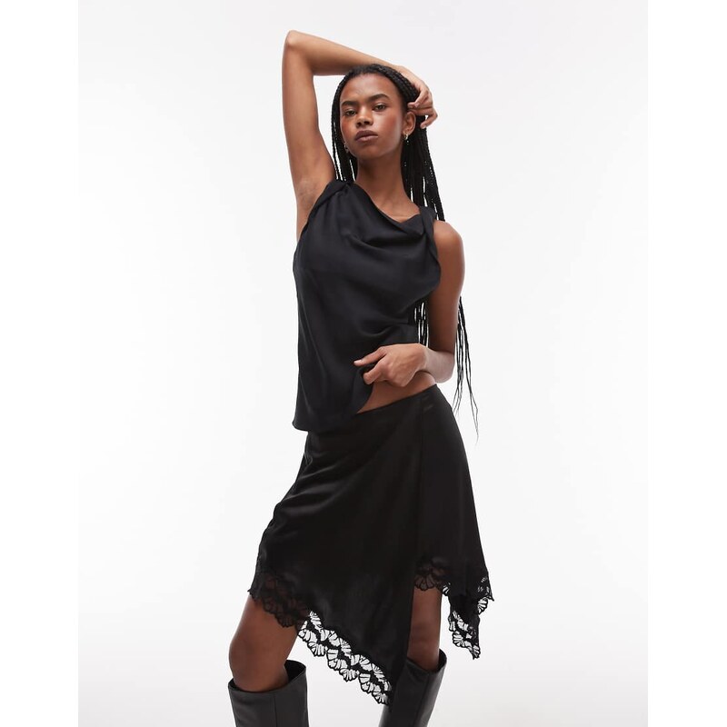 Topshop twist strap sleeveless top in black 107680821