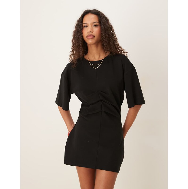 ASOS DESIGN twist front T-shirt mini dress in black 105325163
