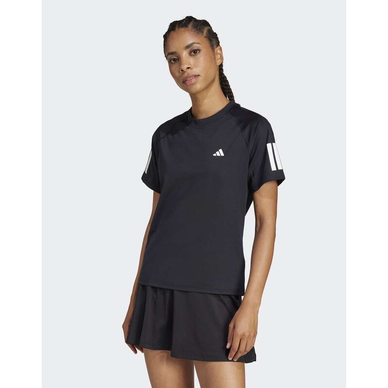 adidas performance Club 3-stripes tennis climacool tee in black