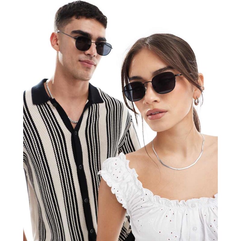 A.Kjaerbede Hello round metal frame sunglasses in black 105336677