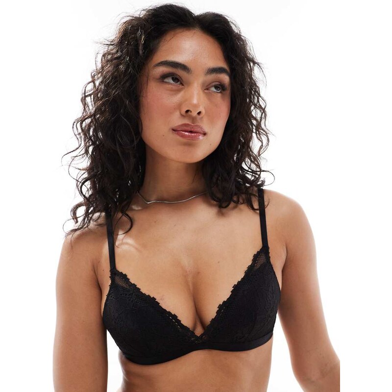 Cotton On everyday lace fixed cup wirefree bra in black 105336679