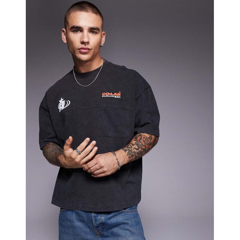 ASOS DESIGN heavyweight boxy oversized t-shirt with text graphic