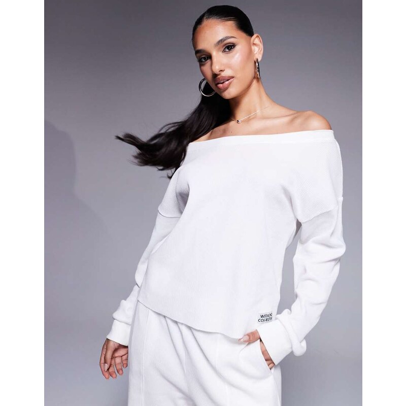 ASOS Weekend Collective Weekend Collective off shoulder waffle top co 105336991