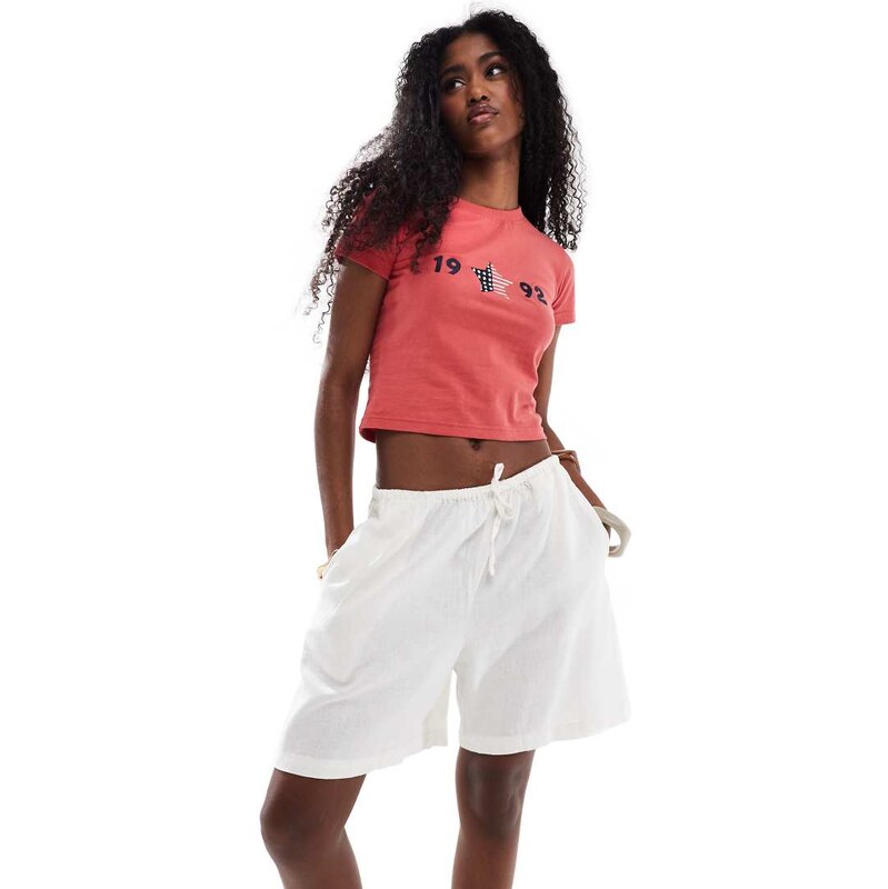 JJXX linen blend shorts in white 115509991
