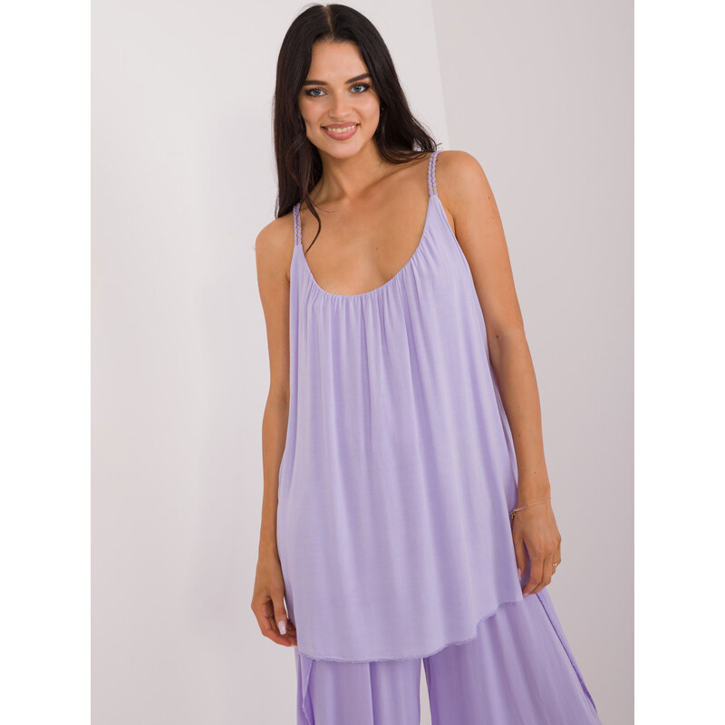 BASIC Lila letní top na ramínka OCH BELLA -TW-TP-BI-3025.13