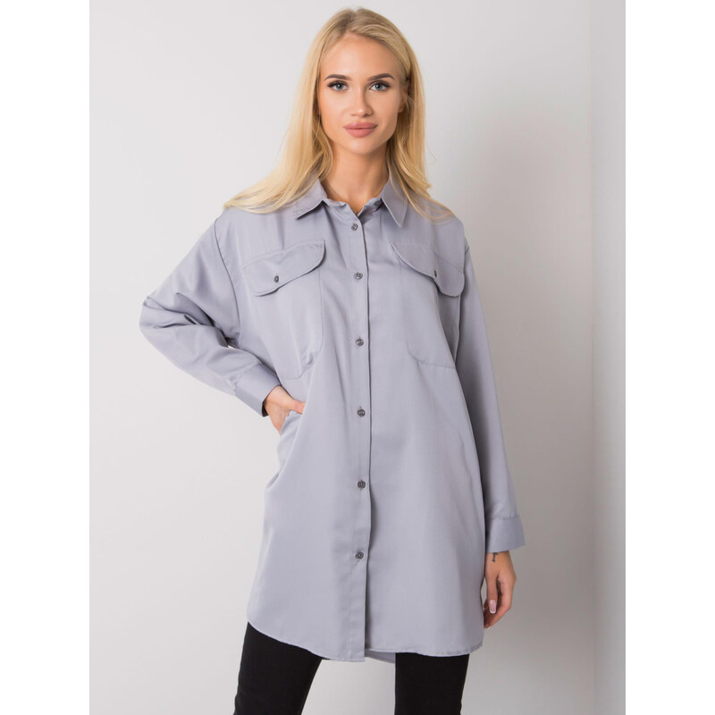 BASIC Šedá dámská oversize košile EM-KS-678-1.09-gray