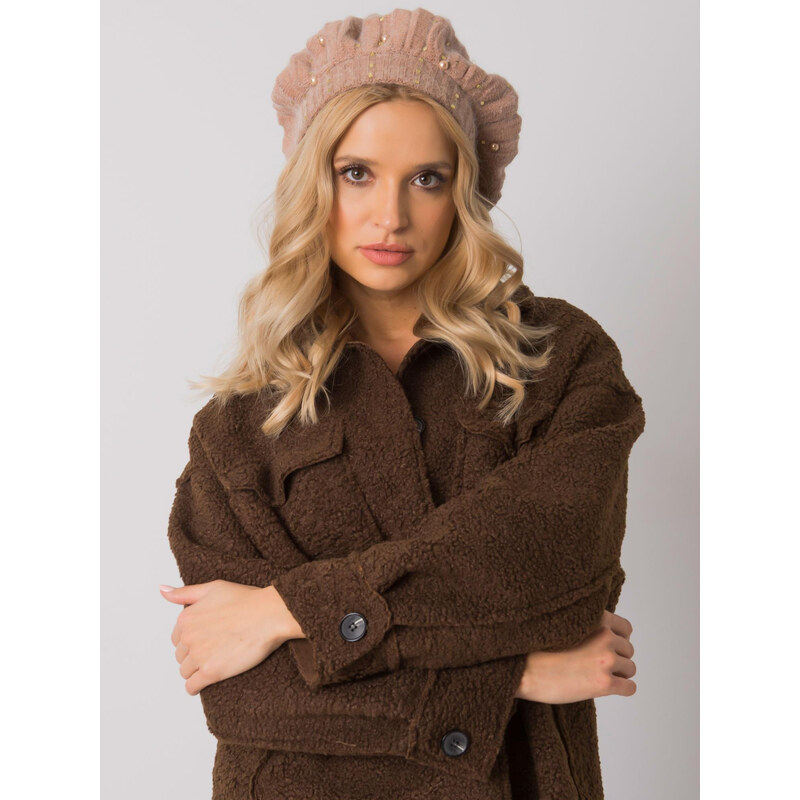 BASIC Béžový baret s kamínkovým zdobením --beige Béžová 85872779