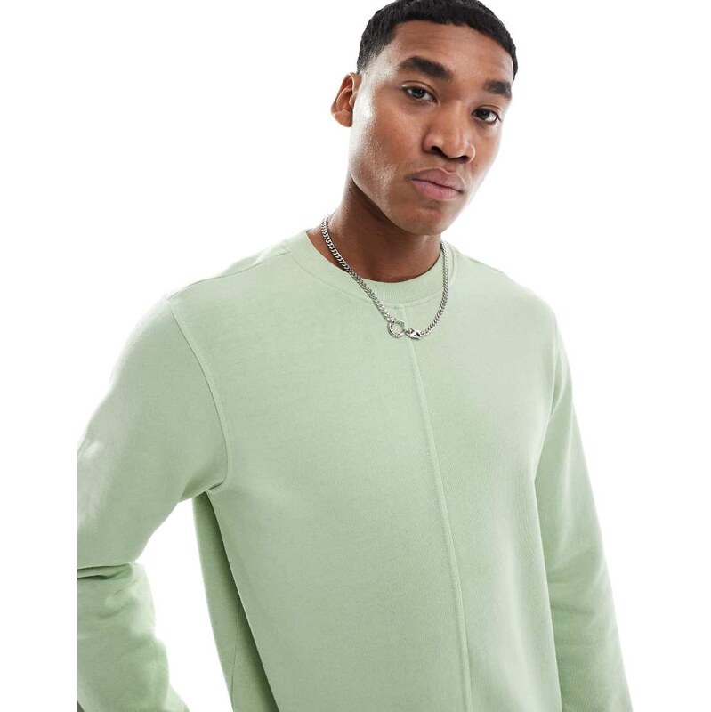 Another Influence acid wash seam detail sweatshirt in green 105350824