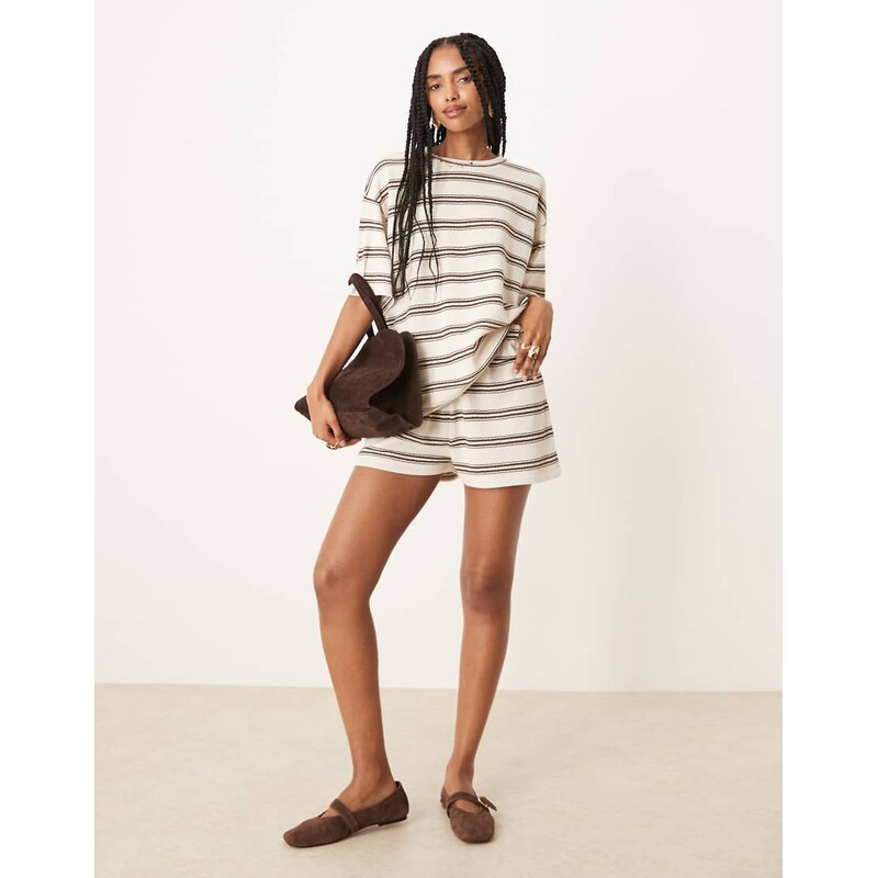 ASOS DESIGN mini short co-ord in choc stripe-Multi 105341560