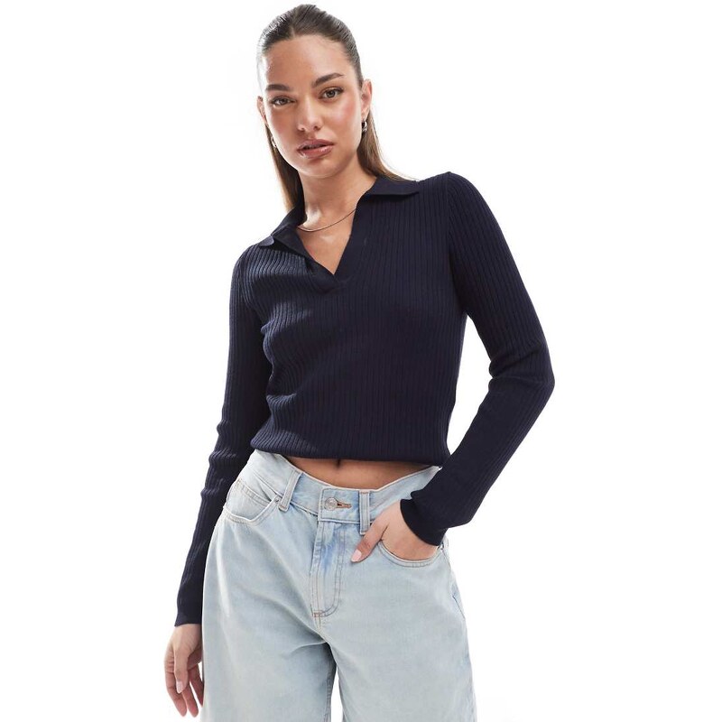 ONLY v-neck polo in navy