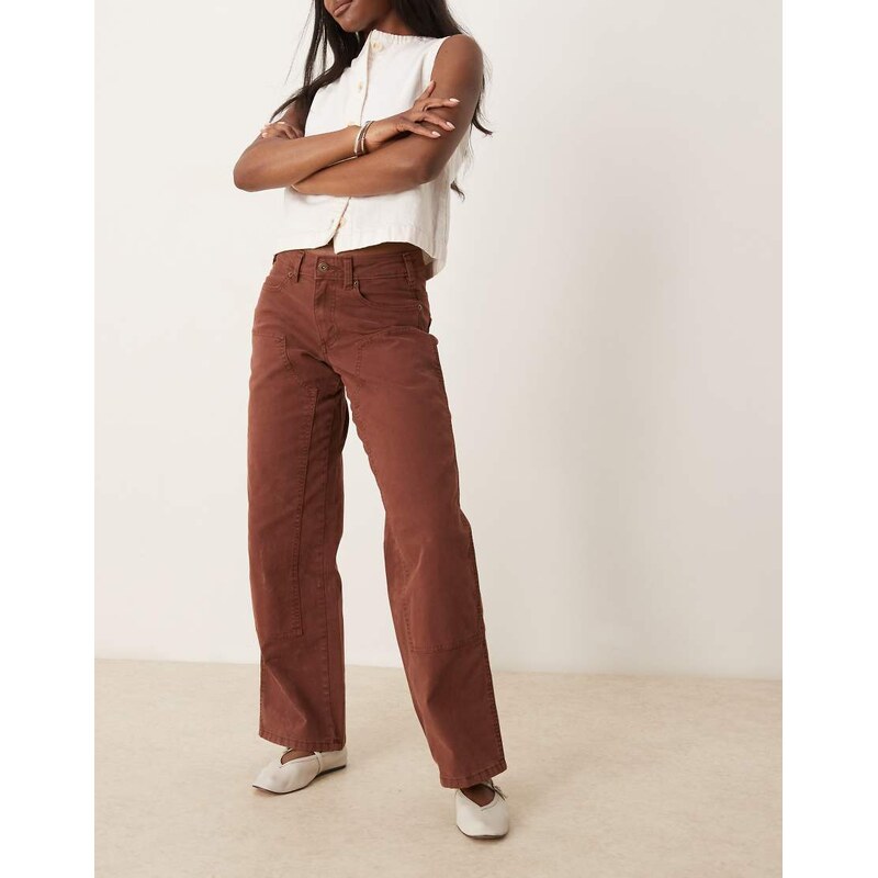 Dickies river ranch western double knee canvas trousers in cappuccino 105351121
