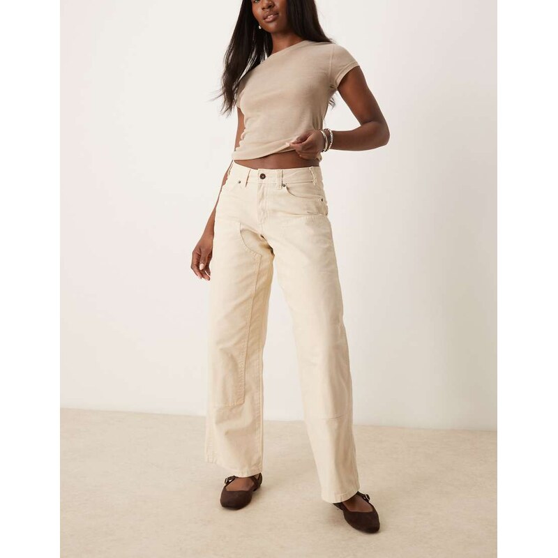 Dickies river ranch western double knee canvas trousers in off white 105351167