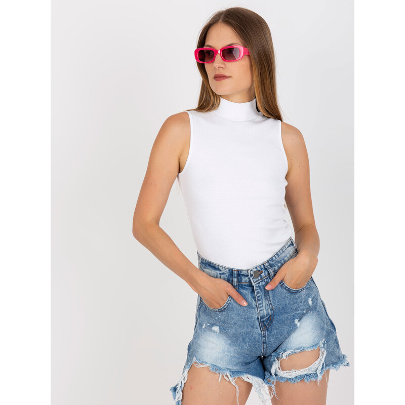 RUE PARIS Bílý top s rolákem LO-TP-LK-140.27X-white