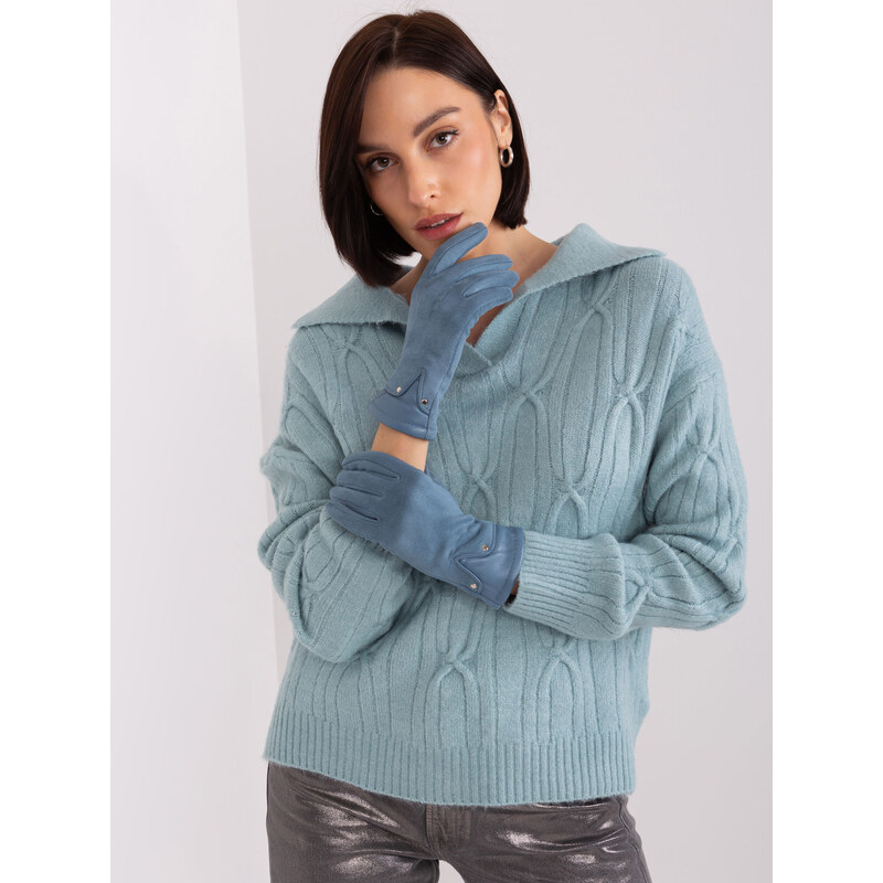 ITALY MODA Modré elegantní rukavice -blue Modrá