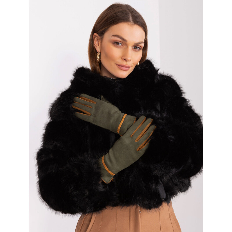 ITALY MODA Tmavé khaki elegantní rukavice -dark khaki 88286810