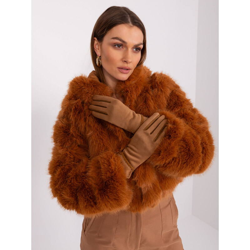 ITALY MODA Camel elegantní rukavice -camel Hnědá 88286808