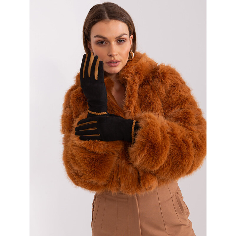 ITALY MODA Černé elegantní rukavice --black Černá 88286816