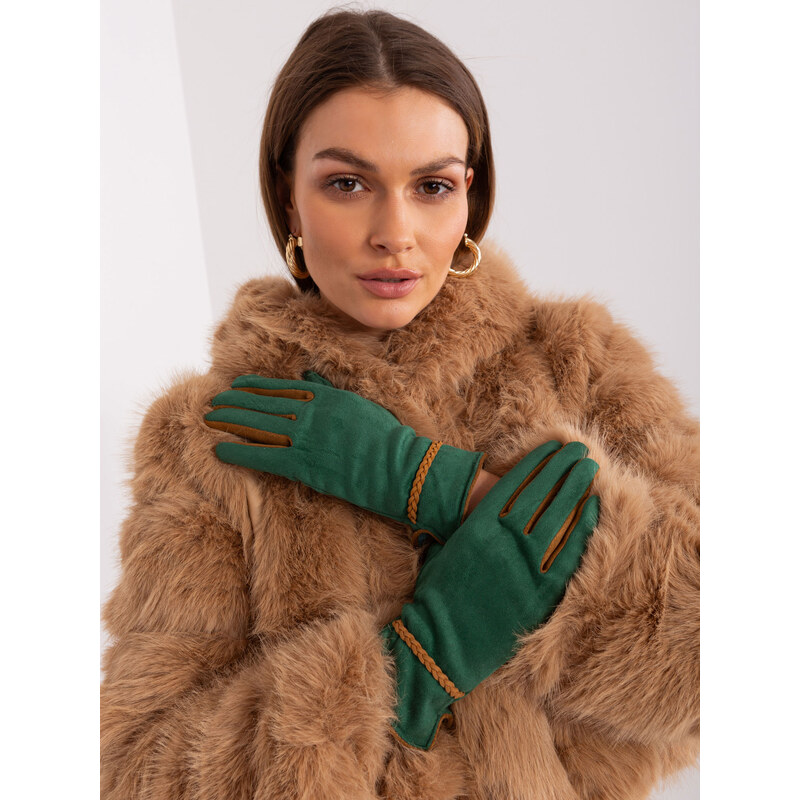 ITALY MODA Tmavě zelené elegantní rukavice -dark green Tmavě zelená 88286818