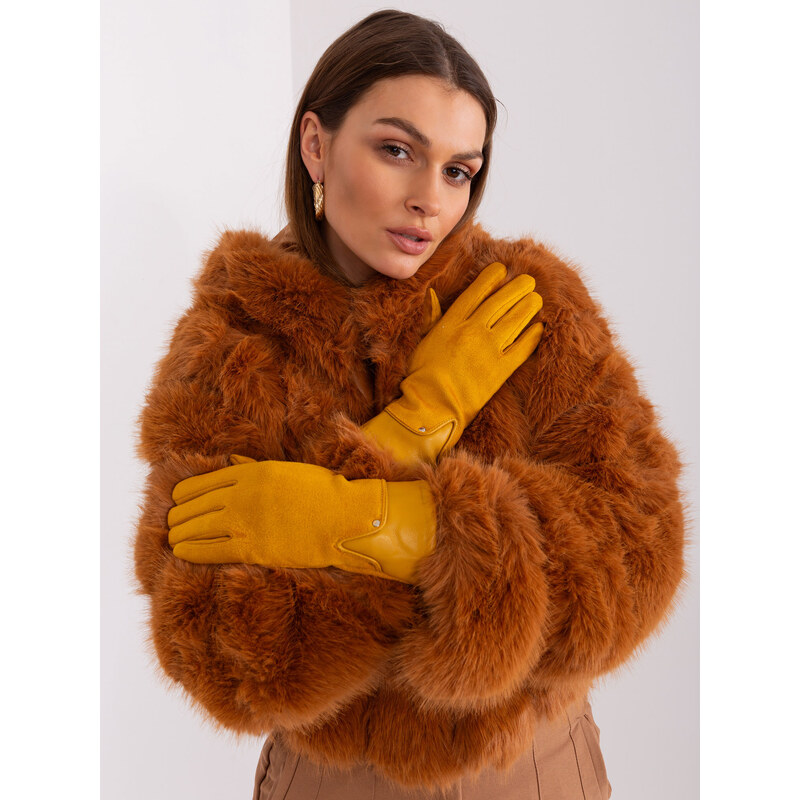 ITALY MODA Hořčicové elegantní rukavice -dark yellow Hořčicová 88286827