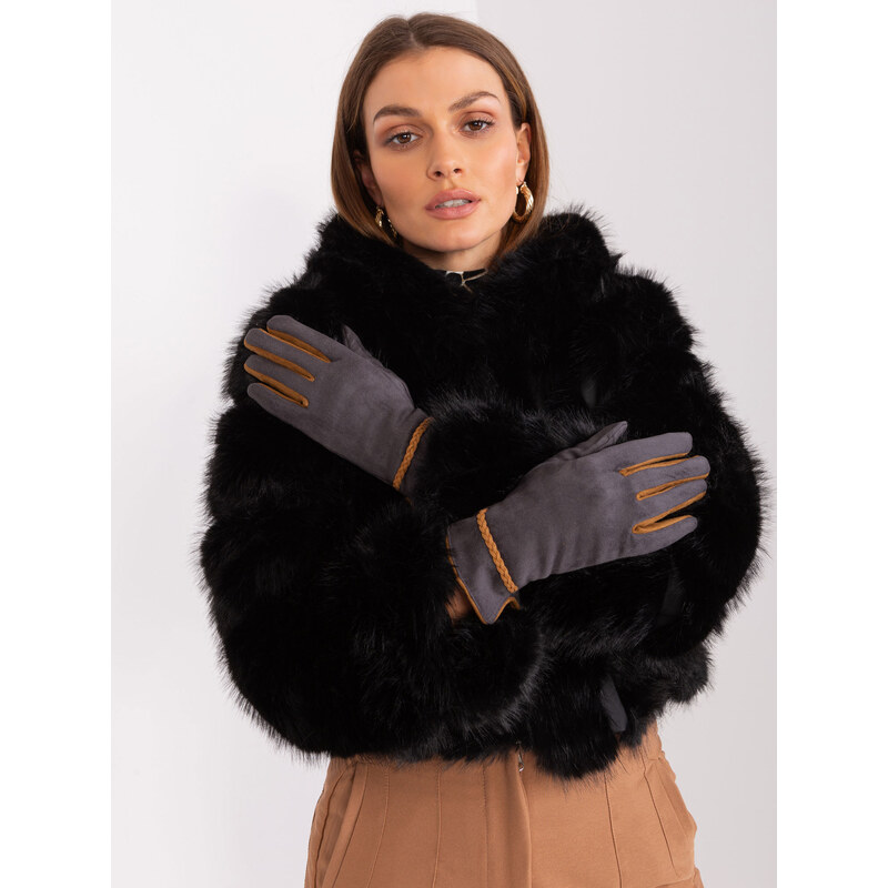 ITALY MODA Tmavě šedé elegantní rukavice -dark grey Šedá 88286825