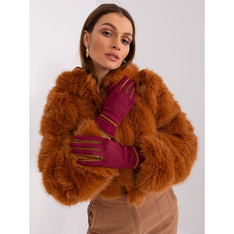 ITALY MODA Bordó elegantní rukavice -bordo Vínová 88286826