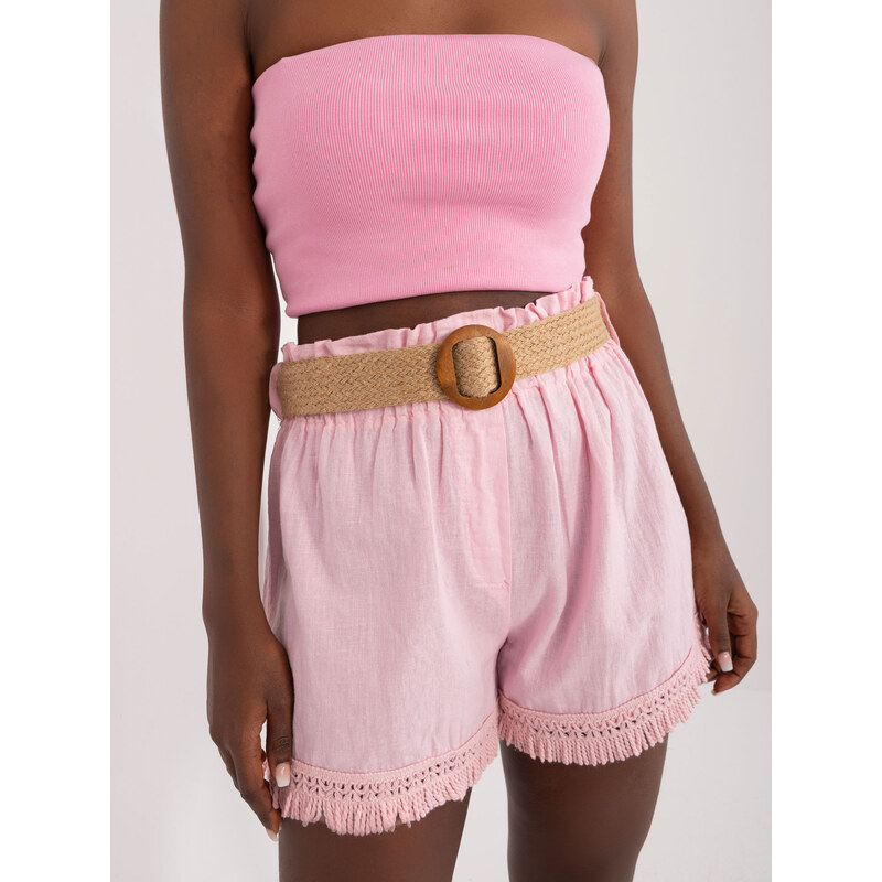 ITALY MODA Světle růžové plátěné šortky -light pink Světle růžová 92076335