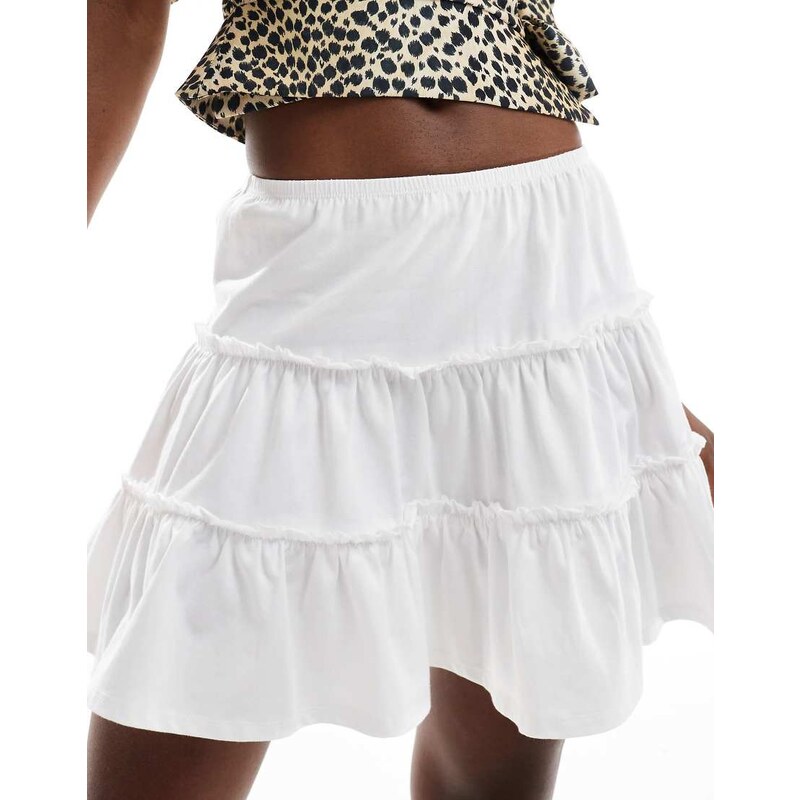 ASOS DESIGN tiered mini flippy skirt in white 105682763