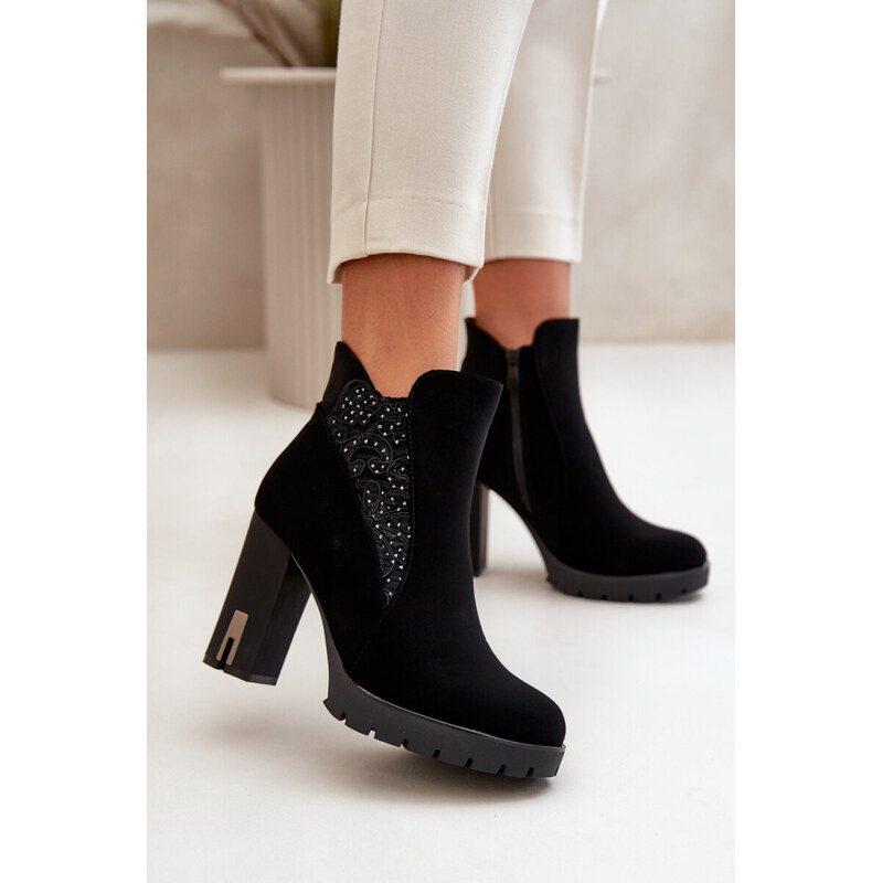SWEET SHOES Boty na podpatku NS329P černé - Step in style 105345067