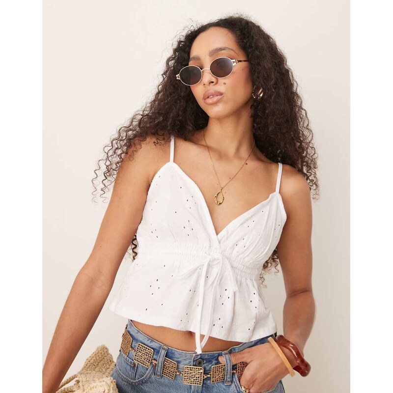 ASOS DESIGN broderie babydoll cami top in white 105350886