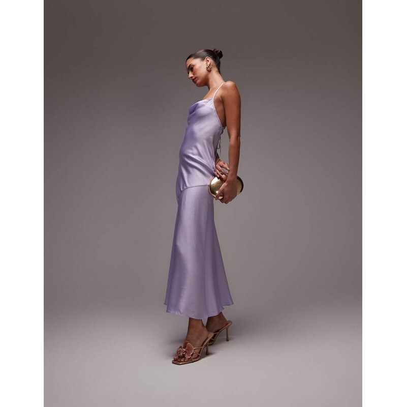 & Other Stories maxi cami slip dress with low back in lilac-Purple 105350964