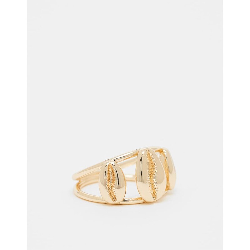 ASOS DESIGN dainty shell ring in gold tone