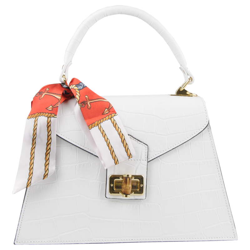 Bílá kožená italská crossbody kabelka Flavia Cocco Bianca