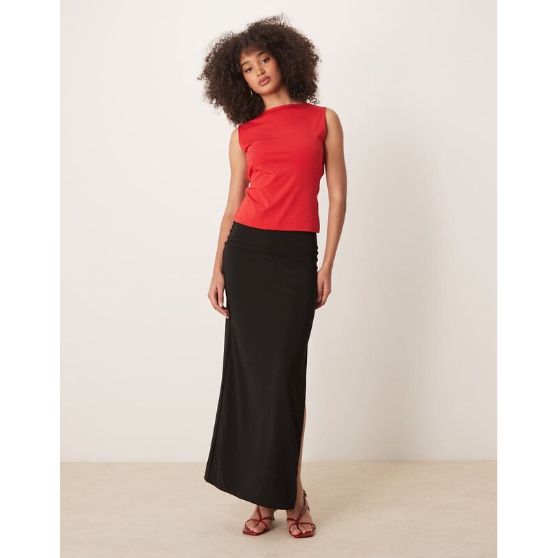 Abercrombie & Fitch bare cowl back longline top in red 105357383