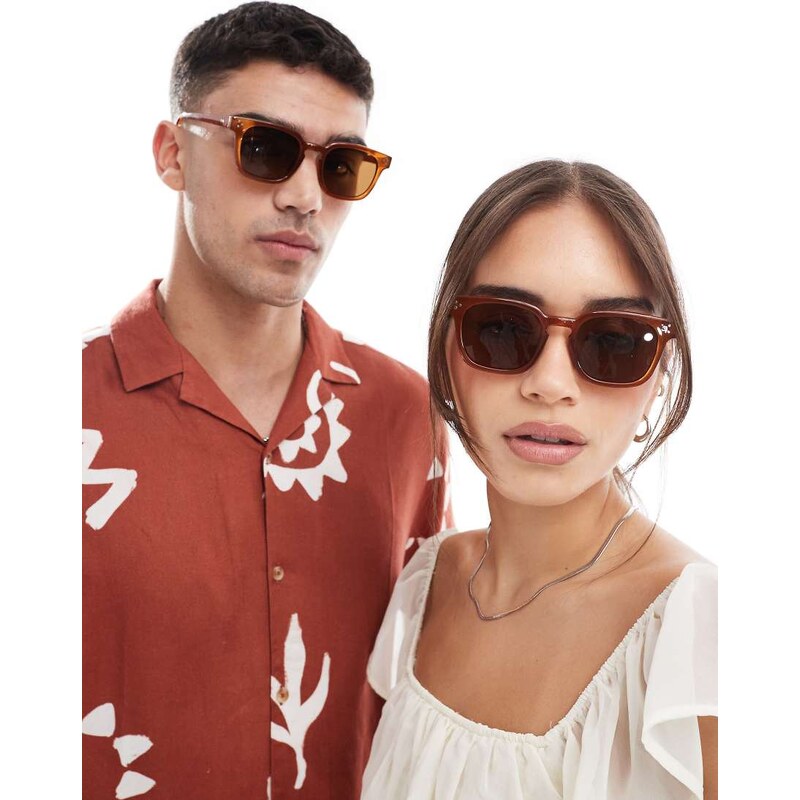 AJ Morgan on alert square sunglasses in amber with brown lens-Orange 105819439